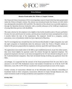 Massive fraud under the ‘Prime a L’Emploi’ Scheme - Financial Crimes